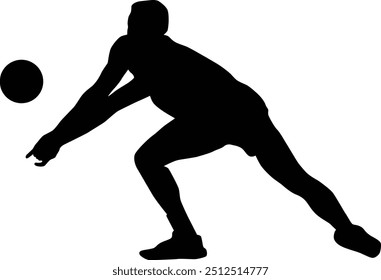 Men volleyball player silhouette illustration. People pose when playing volleyball.