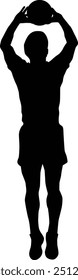 Men volleyball player silhouette illustration. People pose when playing volleyball.