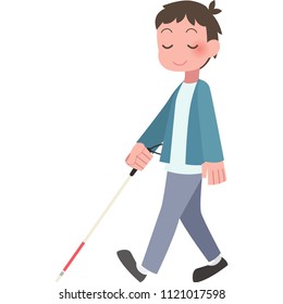 Men walk with a cane