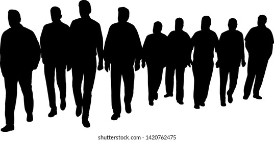 men walking bodies silhouette vector