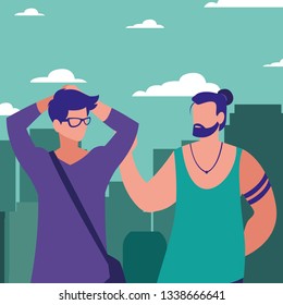 men walking in the city