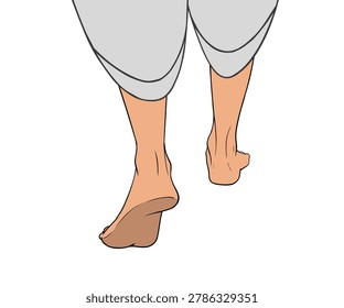 Men Walking Legs Closeup Illustration, Foot, Cartoon Man Legs Vector, Dhoti, Illustration Art 