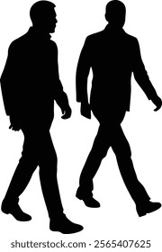 Men walking silhouette isolated on white background. Walking man sign vector illustration desig