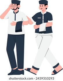 Hombres caminando juntos a la mezquita Ilustración