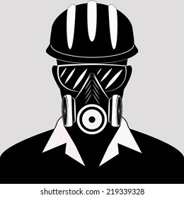 Men ware full safety silhouette profile picture - vector
