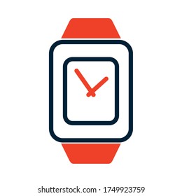 men watch icon over white background, half line half color style, vector illustration