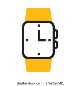 men watch icon over white background, half line half color style, vector illustration