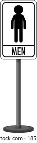 Men water closet (WC) sign with stand isolated on white background illustration