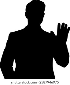 Men waving his hand silhouette illustration vector design.