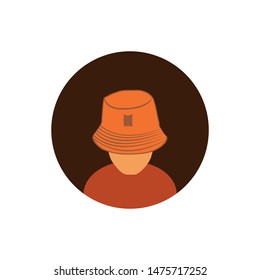 men wear cap on flat avatar icon - vector