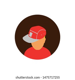 men wear cap on flat avatar icon - vector