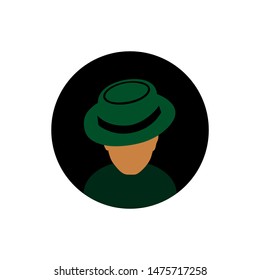 men wear cap on flat avatar icon - vector