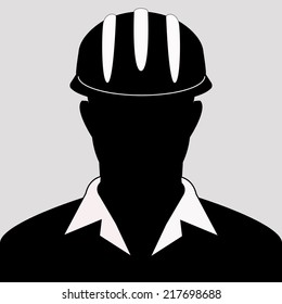 Men wear Safety helmet , silhouette profile picture - vector