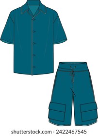 MEN WEAR SHIRT AND SHORT PAJAMA SET VECTOR ILLUSTRATION