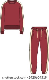 MEN WEAR TRACKSUIT SWEATSHIRT AND JOGGER WITH SIDE TAPE DETAIL VECTOR ILLUSTRATION