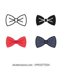 Men are wearing bow tie in his suits for formal, wedding, and other ceremony to look elegant. Ribbon accessory. Bow tie, butterfly tie icon. vector illustration. design on white background. EPS 10