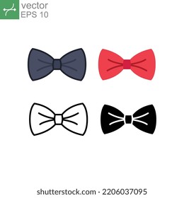 Men are wearing bow tie in his suits for formal, wedding, and other ceremony to look elegant. Ribbon accessory. Bow tie, butterfly tie icon. vector illustration. design on white background. EPS 10