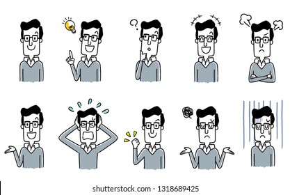 Men wearing glasses: set