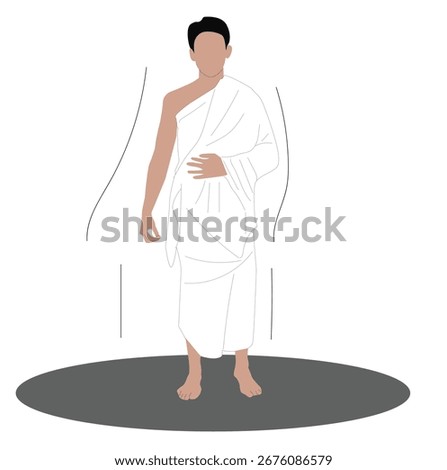 men wearing ihram clothes. man pilgrim hajj standing 