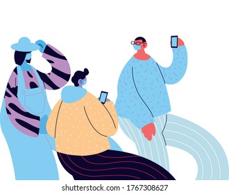 men wearing listening to music vector illustration desing