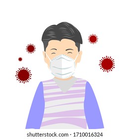 men wearing medical masks to protect from COVID-19 and other infections. illustration vector