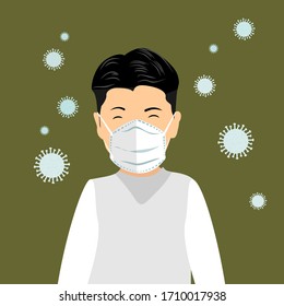 men wearing medical masks to protect from COVID-19 and other infections. illustration vector