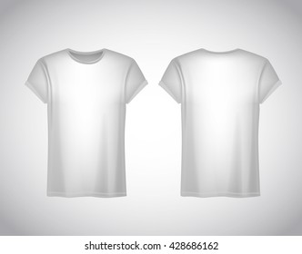 Men white T-shirt. Realistic mockup. Short sleeve T-shirt template on background.