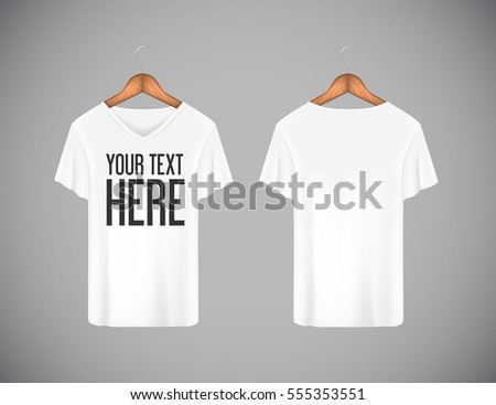 Download Men White Tshirt Realistic Mockup Whit Stock Vector ...