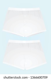 Men white underwear. front and back side. vector illustration