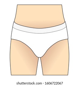 Men White Underwear Vector For Template.