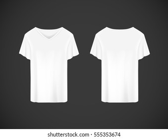 Men whiteT-shirt. Realistic mockup. Short sleeve T-shirt template on background.