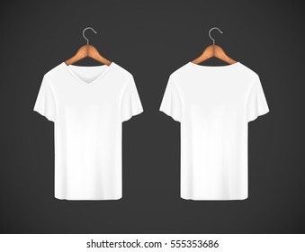 Men whiteT-shirt. Realistic mockup. Short sleeve T-shirt template on background.