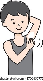 Men who apply cream on their sides, measures against armpit odor, antiperspirants