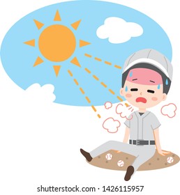 Men who get heat stroke while playing baseball