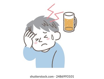 Men who have a headache from drinking too much alcohol