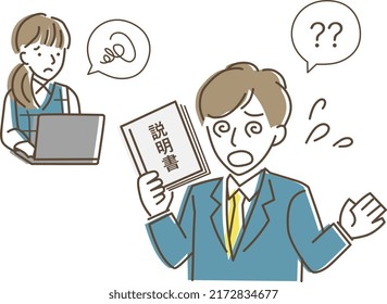 Men who are having trouble with instructions, women who do not know how to operate, businessmen

Translation: Instructions