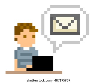 Men who the mail: Pixel illustrations