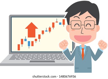 Men who are pleased with rising stock prices