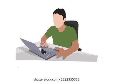 Men who are working with a laptop on the desk