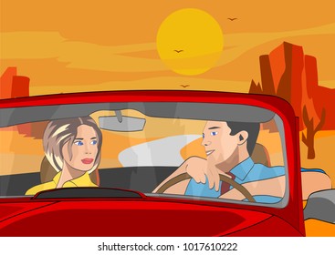 Men and wife travelling by car
