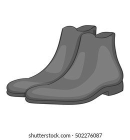 Men winter boot icon. Gray monochrome illustration of men winter boot vector icon for web