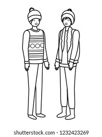 men with winter clothes avatar character