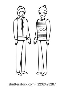 men with winter clothes avatar character