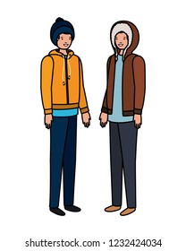 men with winter clothes avatar character