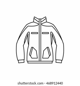 Men winter jacket icon in outline style isolated on white background. Clothing symbol vector illustration