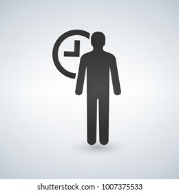 Men witn clock icon simple business sign vector illustration icon.