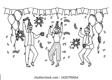 Men and woman in celebration design