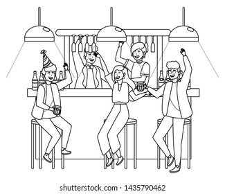 Men and woman in celebration design