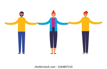 men and woman holding hands