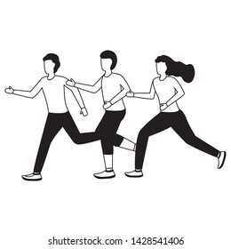 men and woman running activity vector illustration